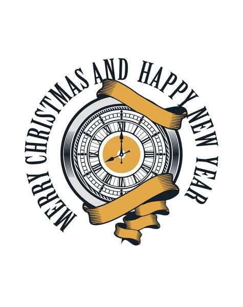 Feliz reloj de Navidad — Vector de stock