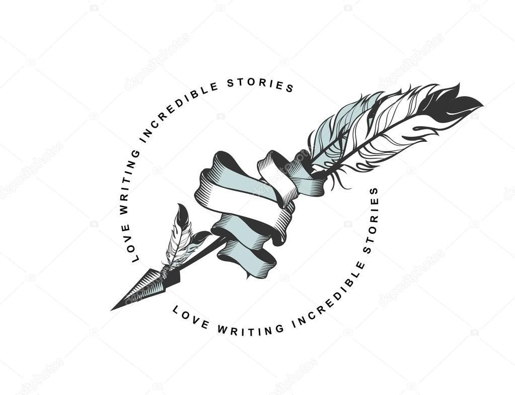 Freccia con emblema di piuma — Vettoriale Stock