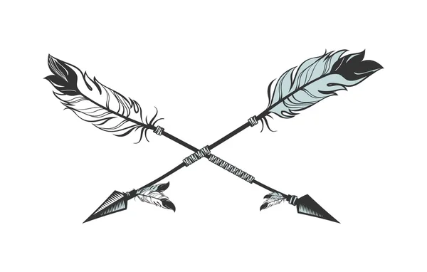 Tattoo Of Two Indian Arrows And Bird Feather Isolated On White. Vector  Illustration. Royalty Free SVG, Cliparts, Vectors, and Stock Illustration.  Image 197616245.