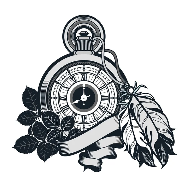 Reloj de bolsillo viejo — Vector de stock