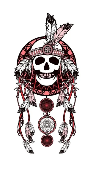 Dreamcatcher en schedel — Stockvector