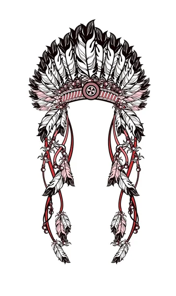 Tocado de plumas indios — Vector de stock