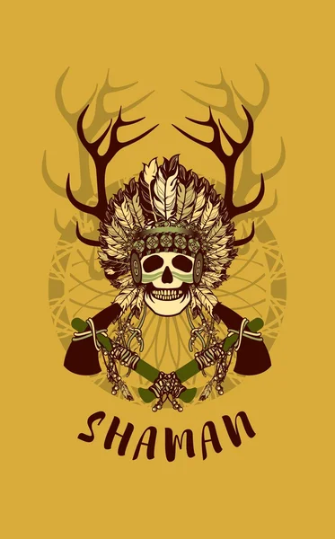 Tótem chamán indio — Vector de stock