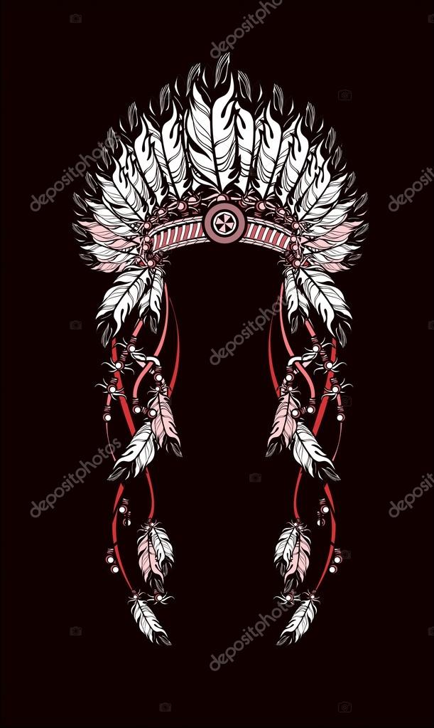 Tocado de plumas indios Vector de Stock de ©marrishuannna 95569010