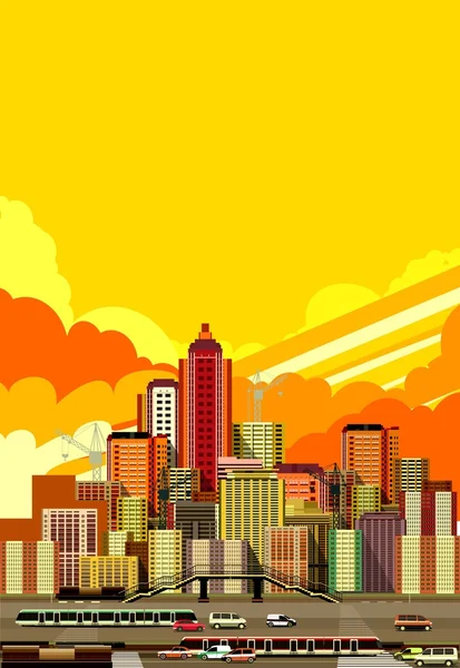 Vista del paisaje urbano de la ciudad — Vector de stock