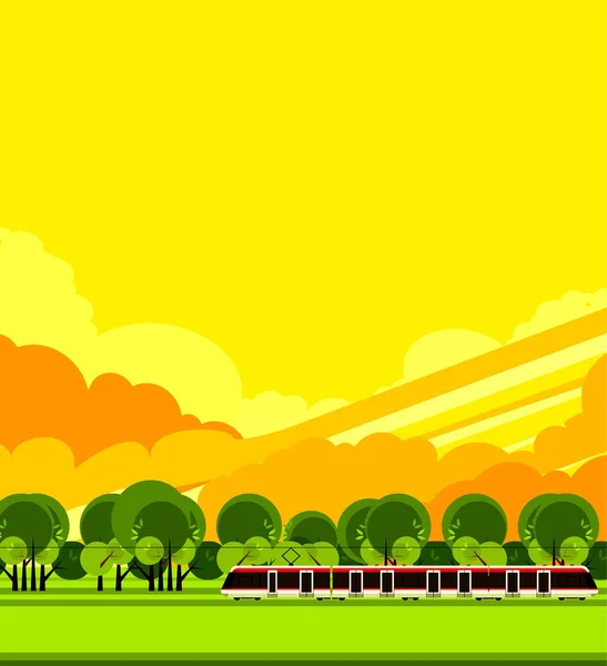 Train travel the countryside — Stock Vector