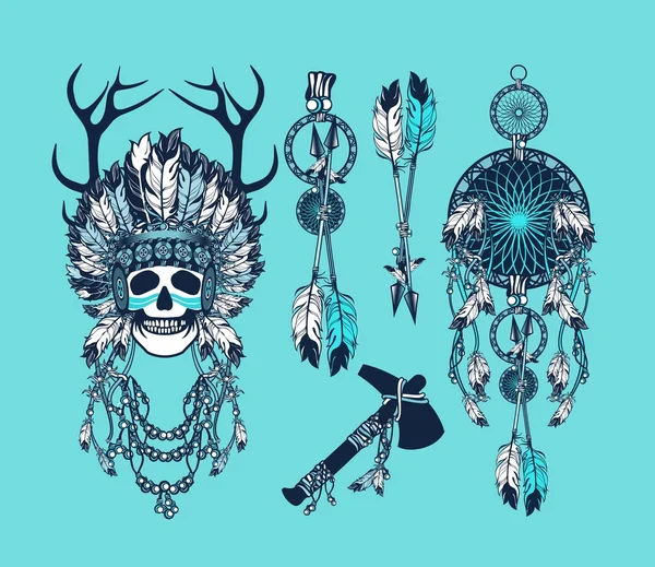 Set plumas de chamán — Vector de stock