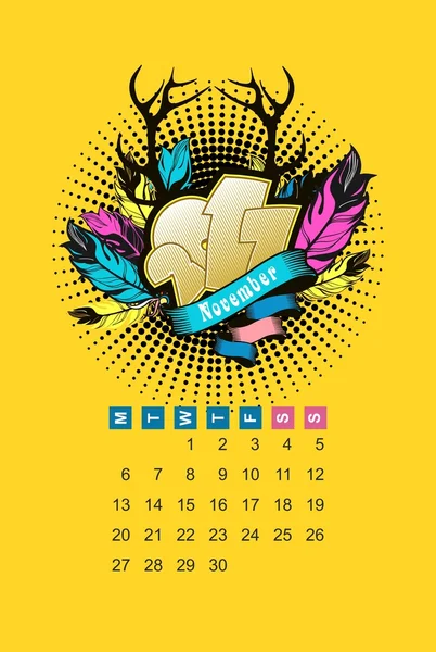 Kalender November 2017 — Stockvektor