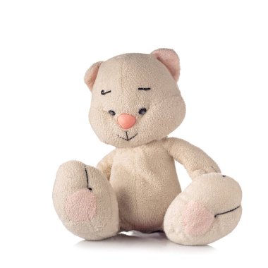 Beyaz arka planda yumuşak oyuncak ayı