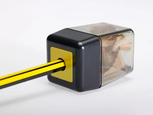 Pencil sharpener with box — Stock Photo, Image