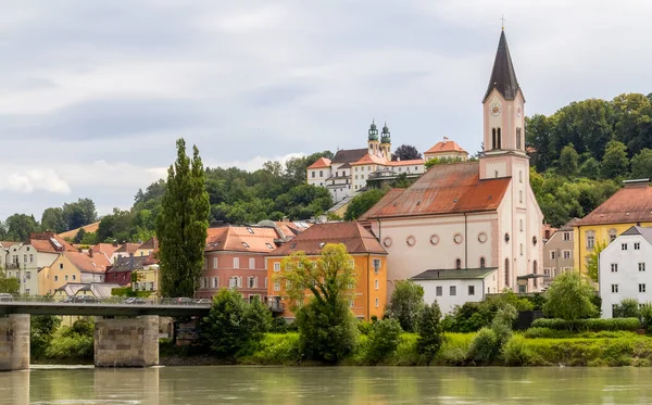 Passau Vízparti Benyomásai Németországi Alsó Bajorország Egyik Városa Nyáron — Stock Fotó