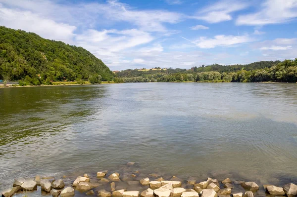 Waterside Scenery Passau Town Lower Bavaria Germany Summer Time — Stock Photo, Image