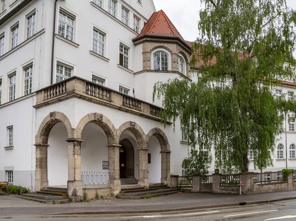 Detalhe Arquitetônico Visto Straubing Uma Cidade Baixa Baviera Alemanha Hora — Fotografia de Stock