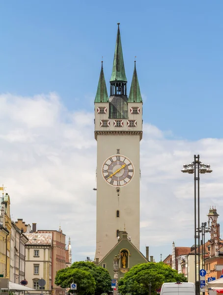 Città Torre Straubing Una Città Della Bassa Baviera Germania Durante — Foto Stock