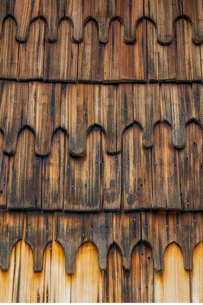 Vollformat Nahaufnahme Die Einen Verwitterten Hintergrund Aus Holzschindeln Zeigt — Stockfoto