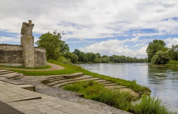 Riparian Scenérie Kolem Straubing Město Dolní Bavorsko Německu — Stock fotografie