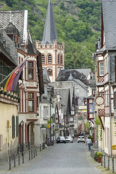 Cidade Vista Bacharach Uma Cidade Distrito Mainz Bingen Renânia Palatinado — Fotografia de Stock