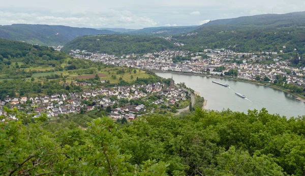 Flygfoto Som Visar Rhen Gorge Nära Boppard Och Filsen Rheinland — Stockfoto