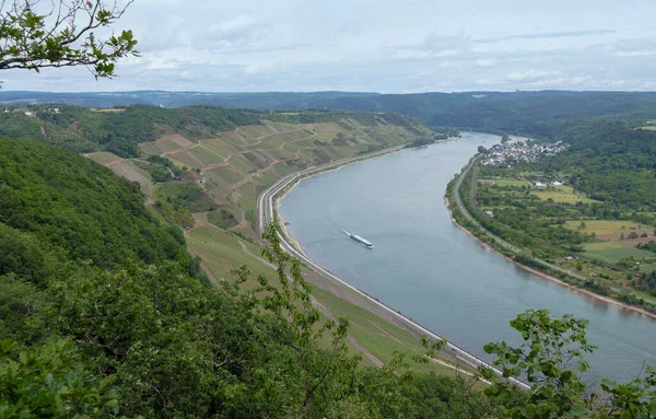 Vista Aérea Mostrando Desfiladeiro Reno Perto Boppard Renânia Palatinado Alemanha — Fotografia de Stock