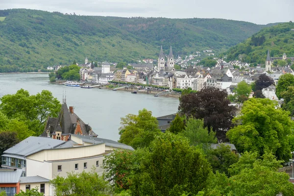 Flygfoto Över Boppard Vid Floden Rhein Hunsrueck Distriktet Rhein Pfalz — Stockfoto