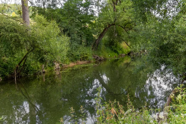 Güney Almanya Yaz Mevsiminde Hohenlohe Daki Jagst Nehri Nin Huzurlu — Stok fotoğraf