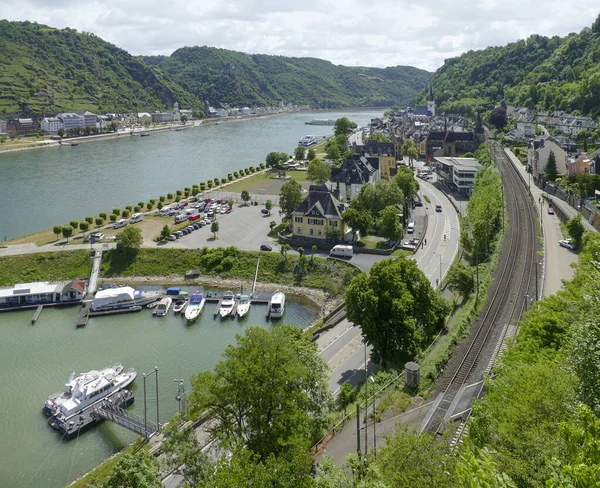 Pandangan Sudut Tinggi Dari Sankt Goar Rhine Gorge Rhineland Palatinate — Stok Foto