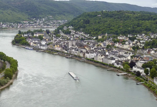 Vista Aérea Mostrando Desfiladeiro Reno Perto Boppard Filsen Renânia Palatinado — Fotografia de Stock