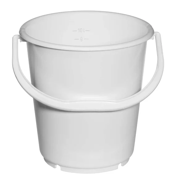 White Plastic Bucket Handle White Back — Stock Photo, Image