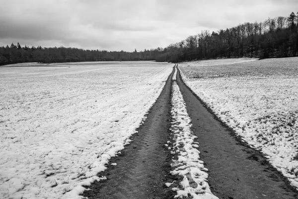 Idyllische Ländliche Landschaft Süddeutschland Zur Winterzeit — Stockfoto