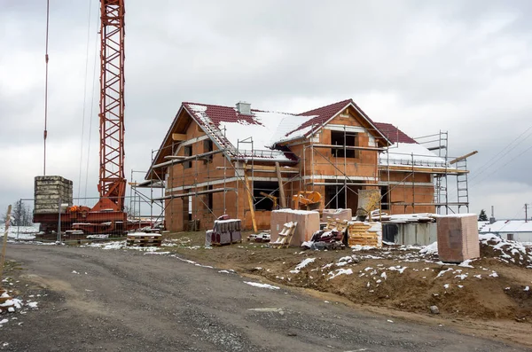 House Construction Scenery Winter Time — Stock Photo, Image