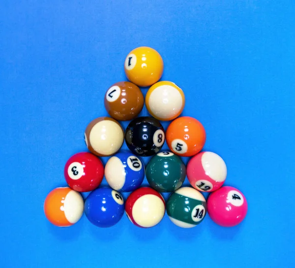 Cue Sports Scenery Billiard Balls Blue Ambiance — Stock Photo, Image