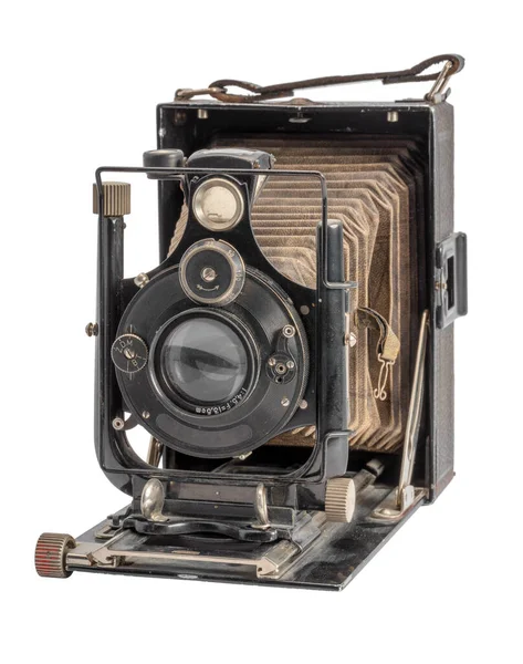 Historic Folding Camera Isolated White Back Stock Image