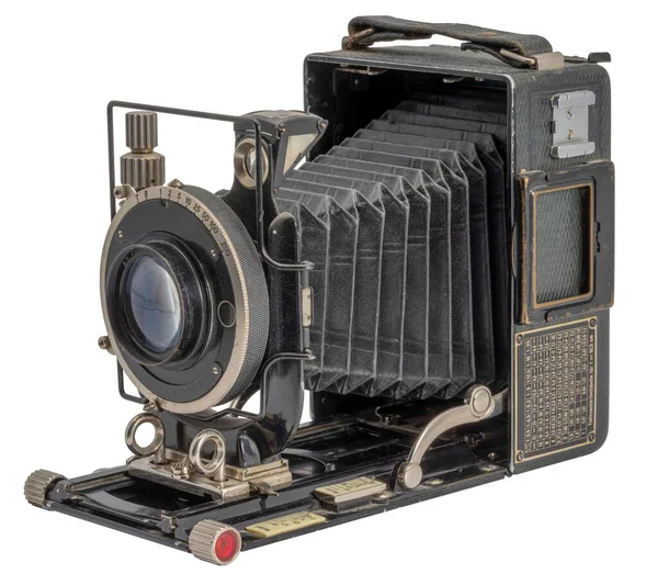 Historic Folding Camera Isolated White Back Royalty Free Stock Images