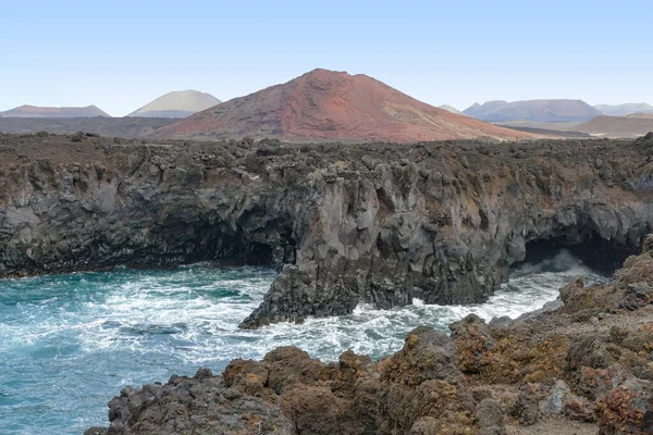 Sziklás Part Menti Terület Nevű Los Hervideros Lanzarote Kanári Szigeteken — Stock Fotó