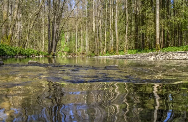 Idylliczne Krajobrazy Nad Rzeką Kupfer Hohenlohe Obszar Południowych Niemczech Wczesną — Zdjęcie stockowe