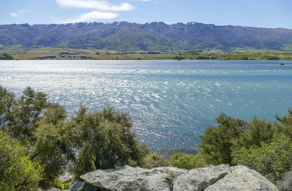 Zonnig Landschap Bij Clutha River Het Zuidereiland Van Nieuw Zeeland — Stockfoto