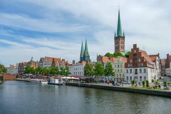 Wasserlandschaft Der Obertrave Lübeck Einer Stadt Norddeutschland — Stockfoto