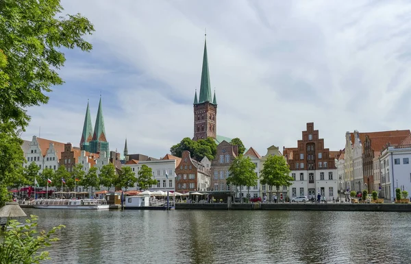 Luebeck Teki Obertrave Liman Manzarası Kuzey Almanya Bir Şehir — Stok fotoğraf