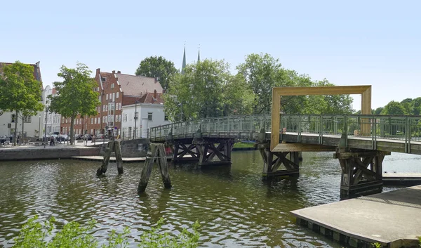 Waterkant Rond Obertravenbrug Luebeck Een Stad Noord Duitsland — Stockfoto