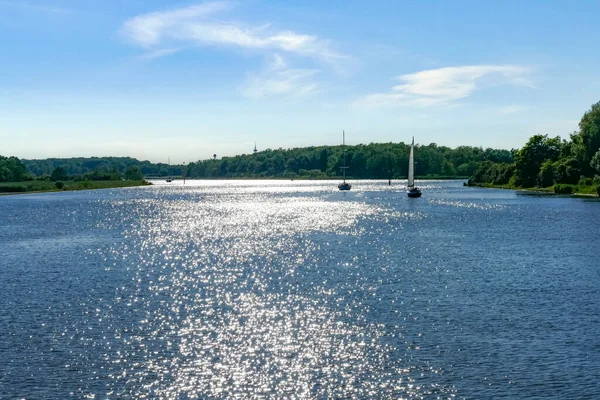 Dojem Kolem Řeky Trave Luebecku Hanzovního Města Severním Německu — Stock fotografie