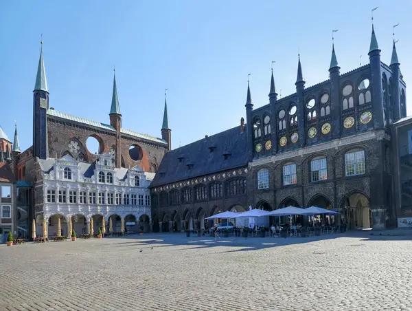 Landschap Rond Markt Anno Dazumal Luebeck Een Hanzestad Noord Duitsland — Stockfoto