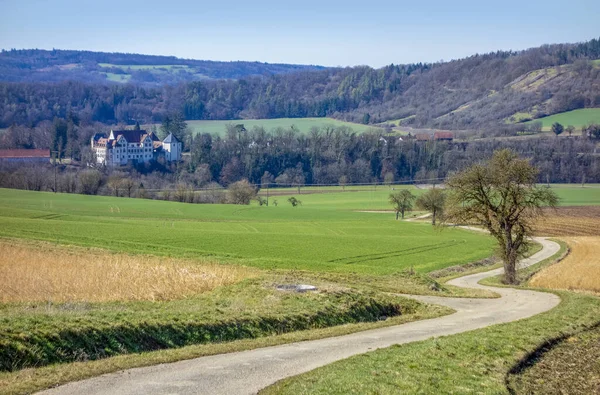 南ドイツの郡ホーエンローエの村Jagsthausen周辺の風景 — ストック写真
