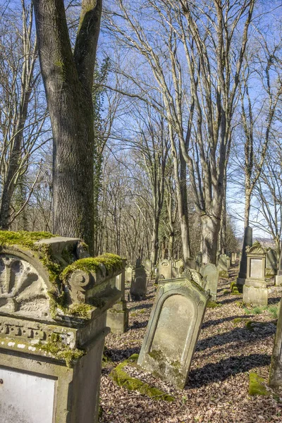 Historický Židovský Hřbitov Počátku Jara Poblíž Berlichingenu Hohenlohe Oblasti Jižním — Stock fotografie