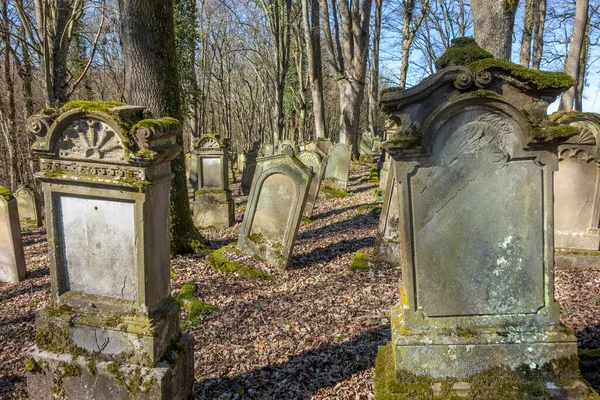 Historický Židovský Hřbitov Počátku Jara Poblíž Berlichingenu Hohenlohe Oblasti Jižním — Stock fotografie