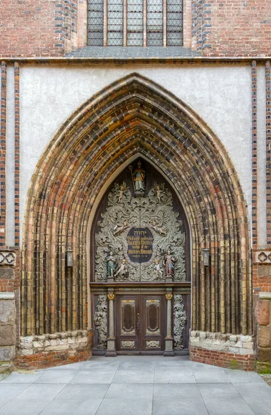 Portál Kostela Mikuláše Stralsundu Hanzovním Městě Německu — Stock fotografie