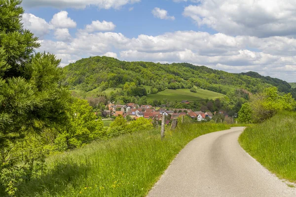 Zonnig Voorjaarslandschap Rond Heimhausen Hohenlohe Duitsland — Stockfoto