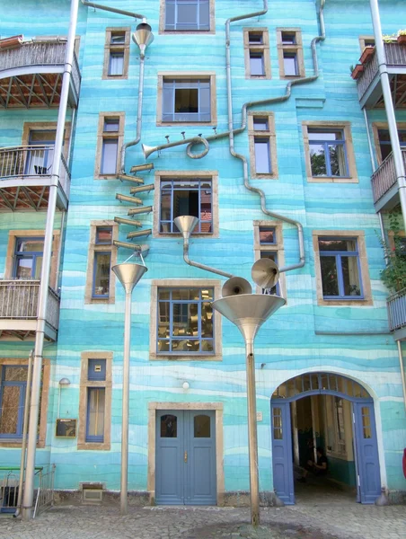 Fachada casa azul — Fotografia de Stock