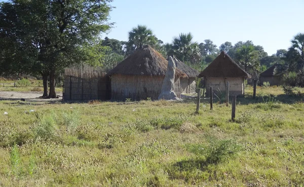 Villaggio indigeno nel delta dell'Okavango — Foto Stock