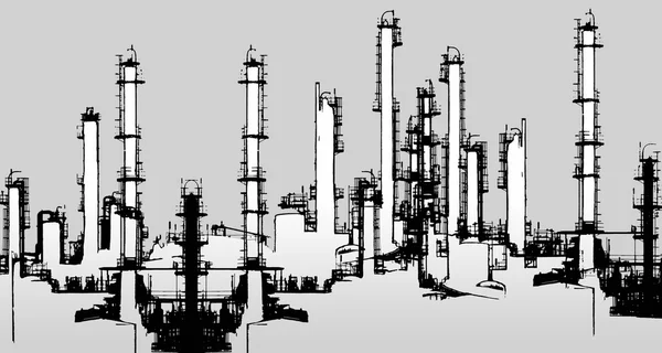 Ilustração da refinaria de petróleo — Fotografia de Stock