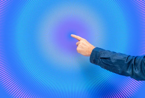 Mutatva a férfi kezét és starlight kék vissza — Stock Fotó